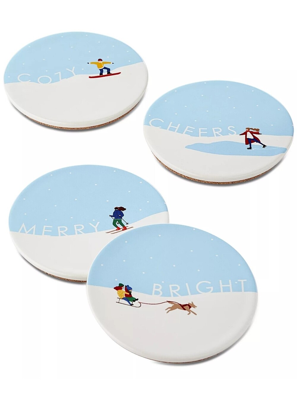46$ The Cellar Holiday Ceramic Coasters Set of 4 Size One Blue White